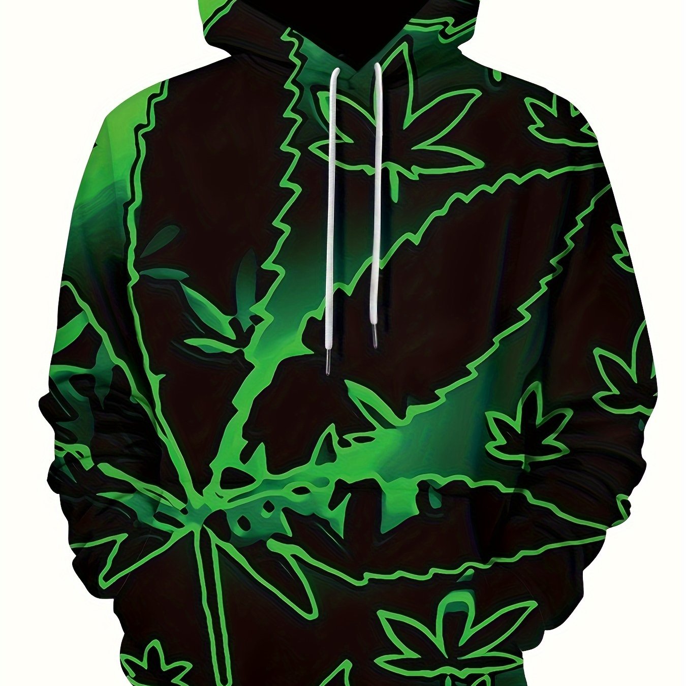 Leaf Pattern Print Hoodie, Cool Hoodies For Men, Men's Casual Graphic Design Pullover Hooded Sweatshirt Streetwear For Winter Fall, As Gifts