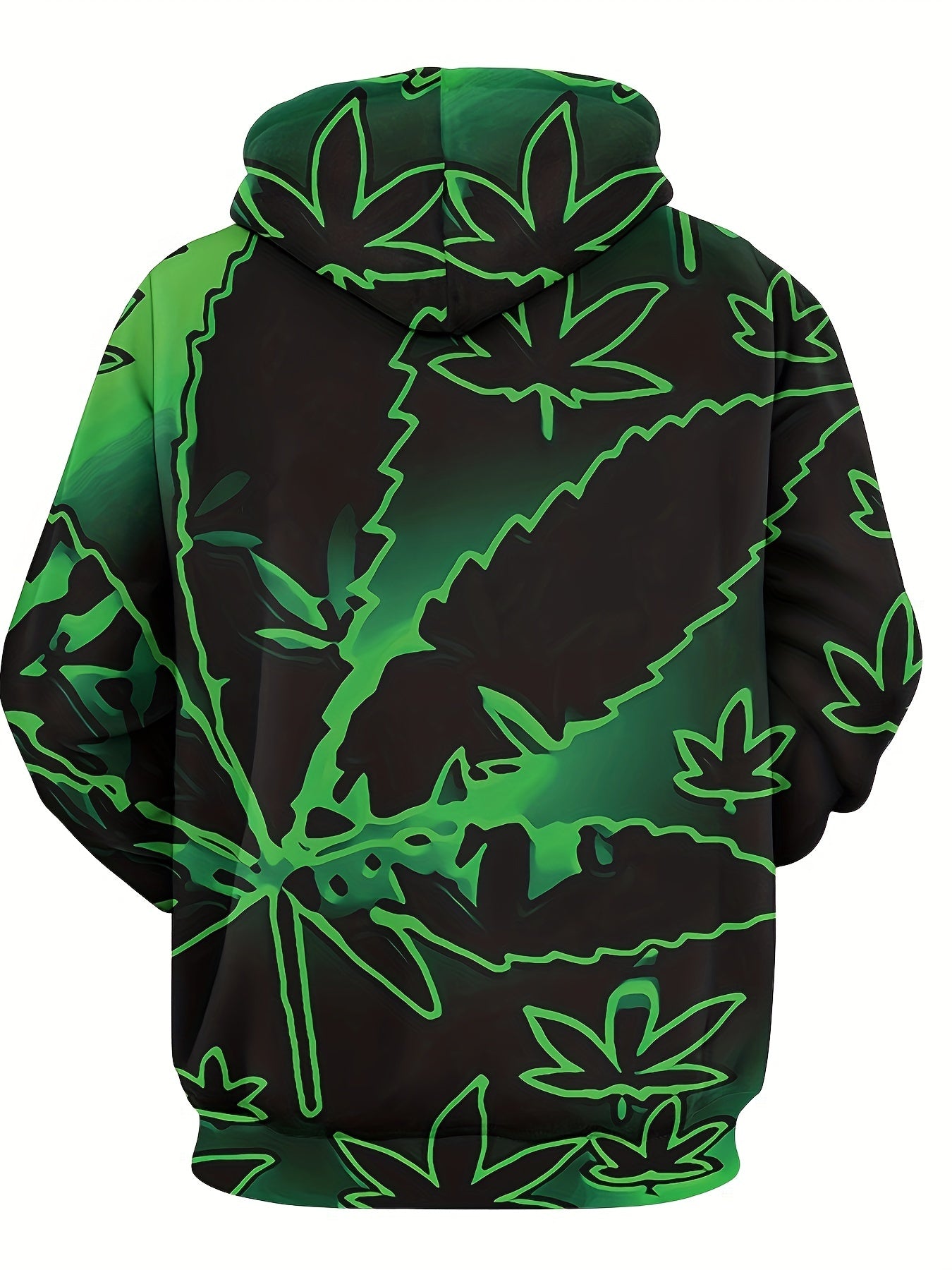 Leaf Pattern Print Hoodie, Cool Hoodies For Men, Men's Casual Graphic Design Pullover Hooded Sweatshirt Streetwear For Winter Fall, As Gifts